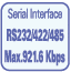 Serial Interface RS232/422/485 Max. 921.6 Kbps